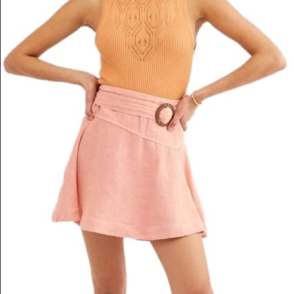 Free People Pink Wrap Skirt with Buckle